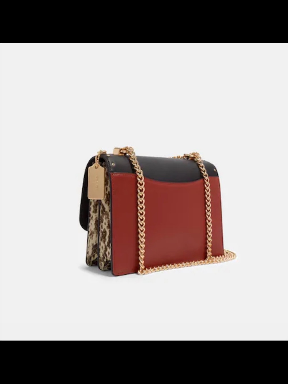 Coach Black Leather & Brown Signature Canvas Shoulder Bag with Gold Hardware - Picture 3 of 4